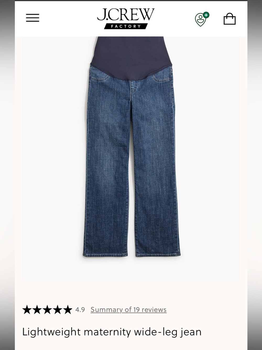 J Crew Lightweight Maternity Wide-Leg Jean — Dark Blue sz 29